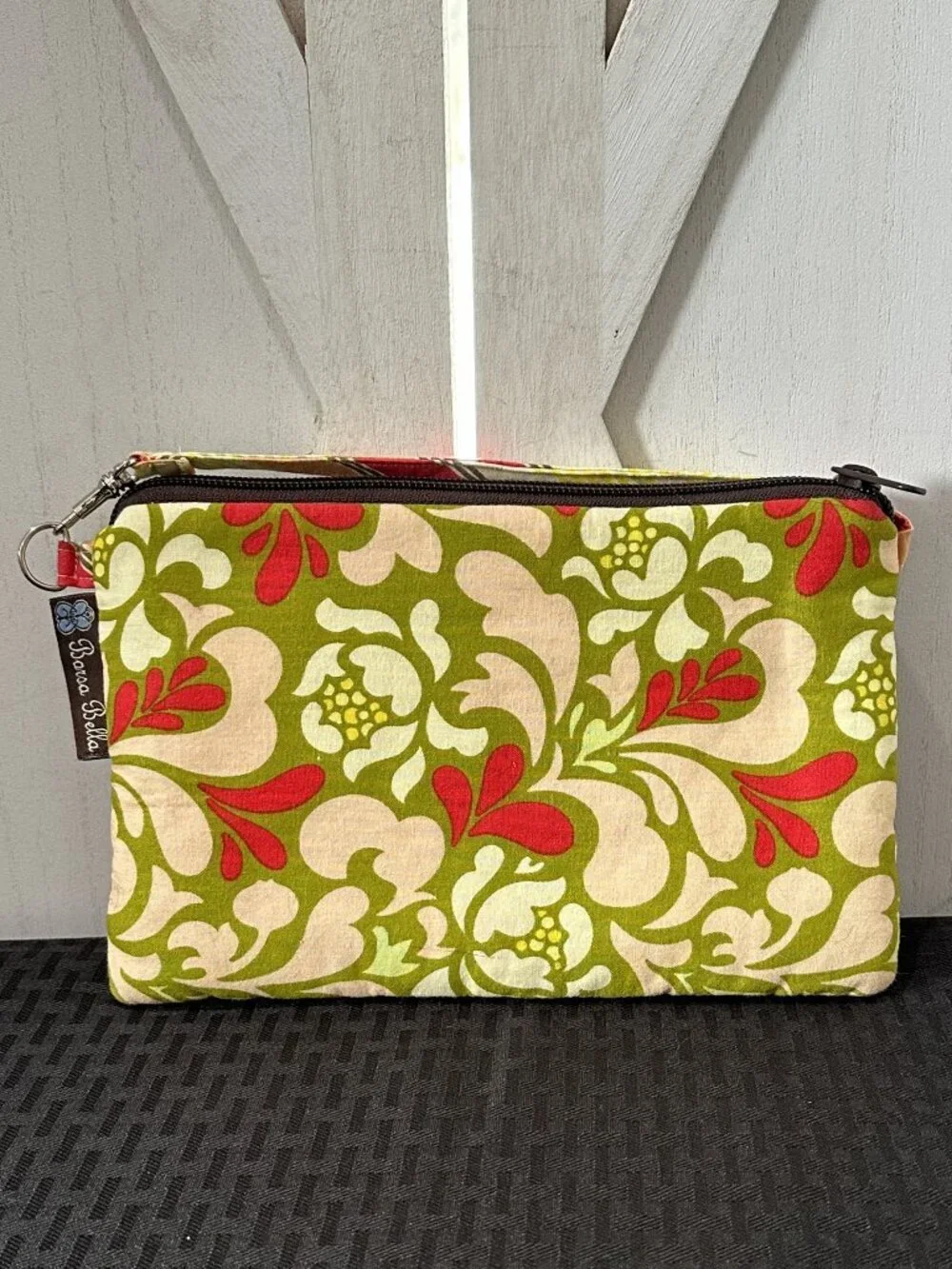 Borsa Bella Floral Fabric Zip Pouch Cosmetic Travel Bag
